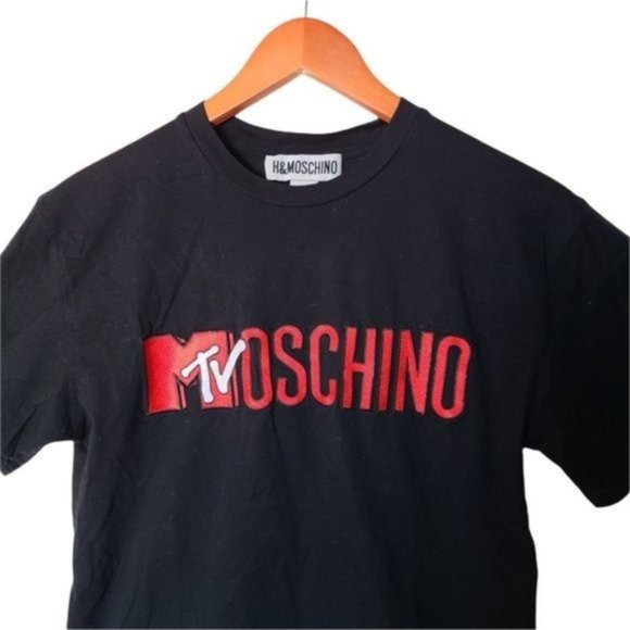 H&M x Moschino Black MTV T-shirt size XS Embroidered Logo - Picture 3 of 7